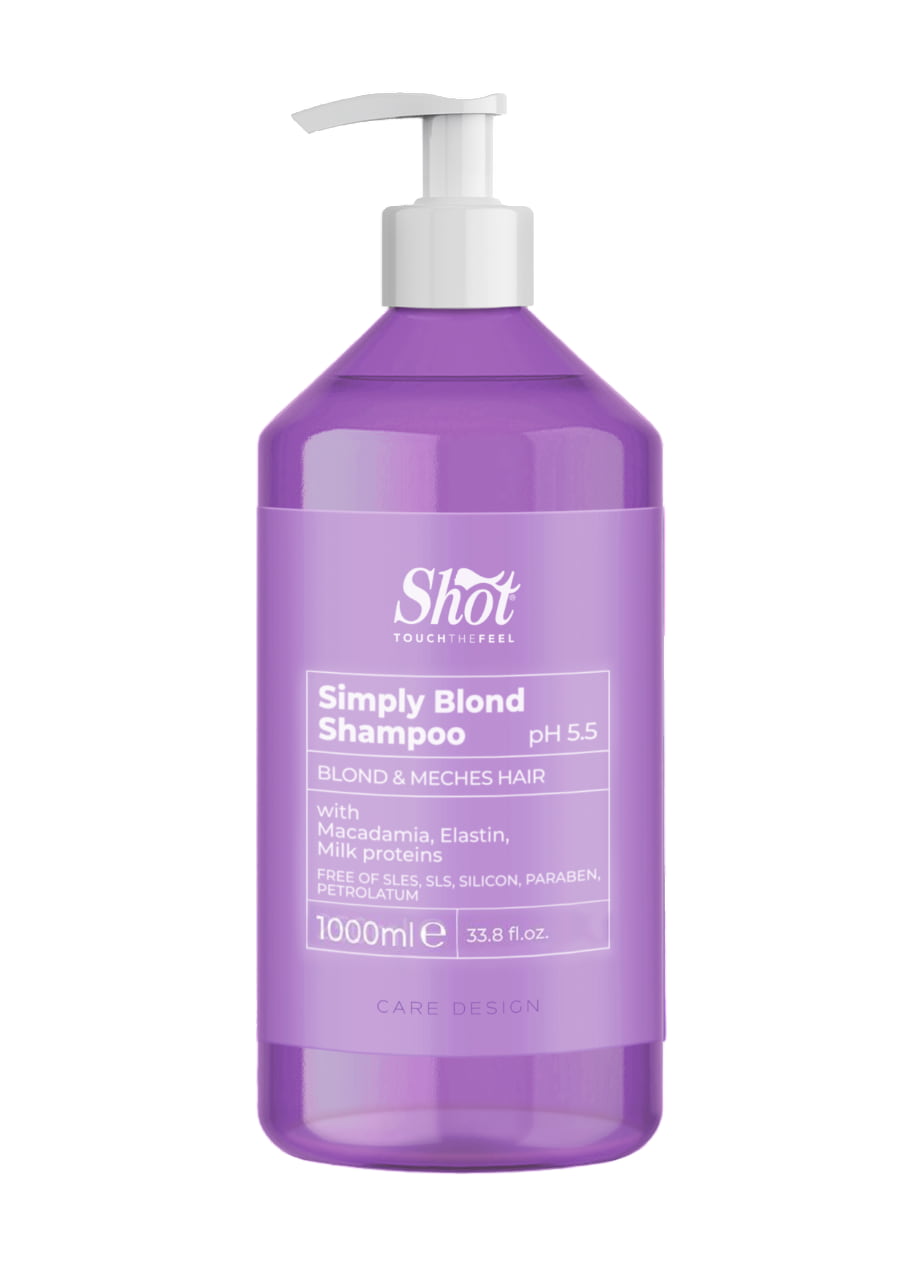 Шампунь для освітленого та мелірованого волосся Shot Design Simply Blond Shampoo, 1000 ml - 1
